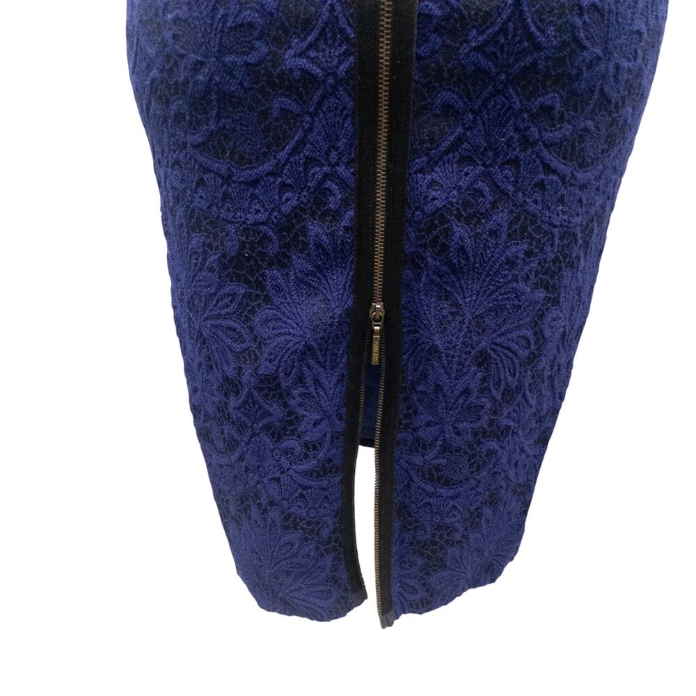 Plein Sud Blue Black Lace Zipper Dress Sleeveless Square Neck Women's 6 - Picture 5 of 10